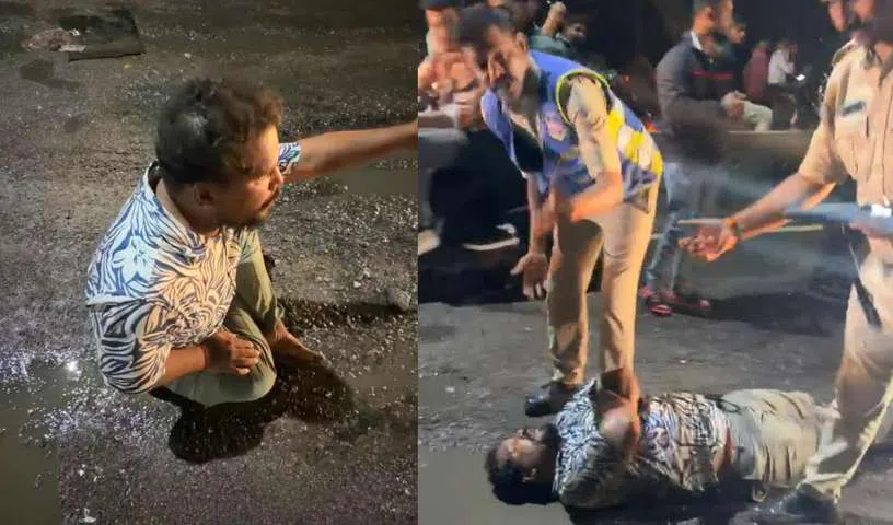 Hyderabad man lies on Gowliguda road in protest against potholes